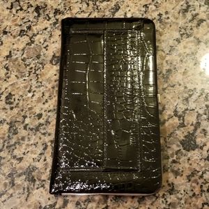 ⚡Black fake alligator skin hard case wallet clutch